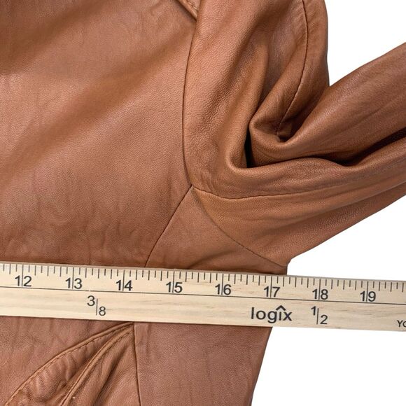 Doma Leather Motorcycle Jacket Cognac Soft Kid Size Small Full Zip Lined - Picture 7 of 13